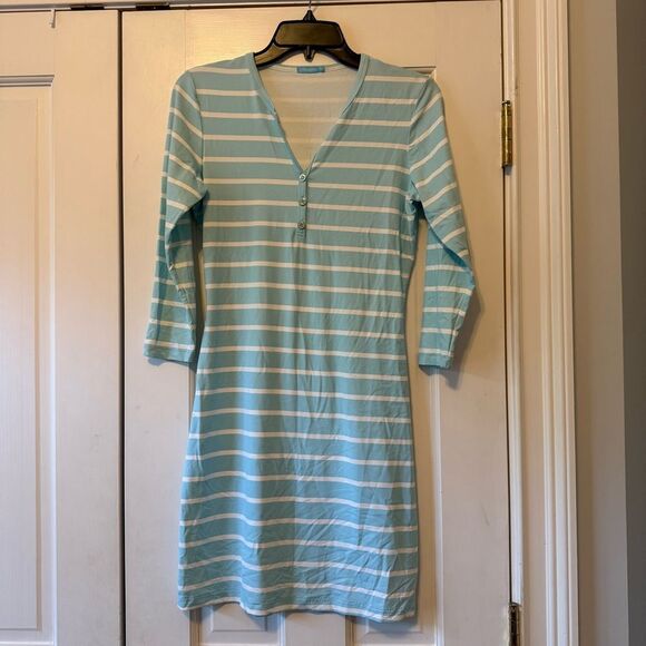 J. McLaughlin Blue Striped Lynn Henley Dress Size XS - Picture 1 of 7